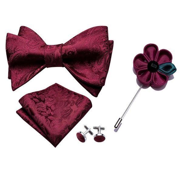 barry.wang men bowtie red self-tied bows paisley burgundy silk tie set pocket square cufflinks boutonniere for wedding party, Black;blue
barry.wang men bowtie red self-tied bows paisley burgundy silk tie set pocket square cufflinks boutonniere for wedding party, Black;blue