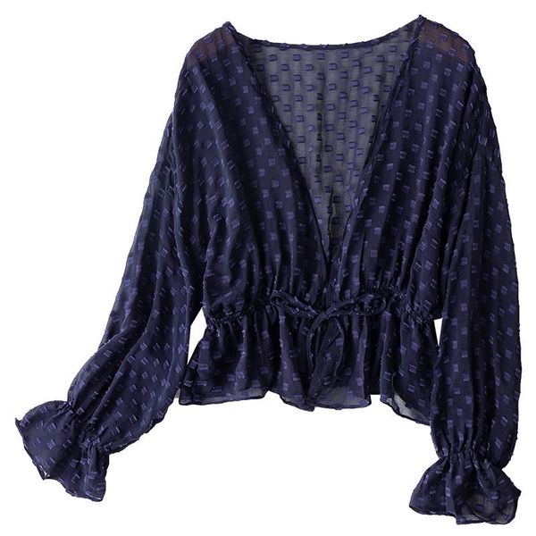 women's blouses & shirts shuchan chinese style geometric womens long sleeve women flare v-neck natural silk thin for, White
women's blouses & shirts shuchan chinese style geometric womens long sleeve women flare v-neck natural silk thin for, White