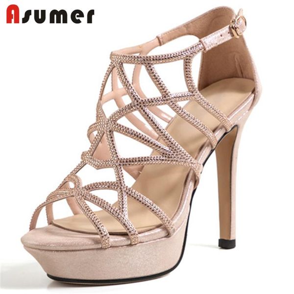 dress shoes asumer 2021 party wedding women sandals crystal buckle thin high heels platform big size, Black 
dress shoes asumer 2021 party wedding women sandals crystal buckle thin high heels platform big size, Black