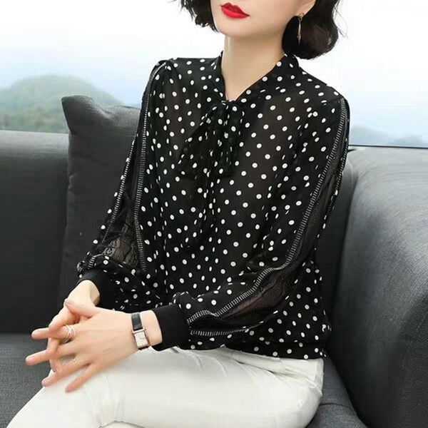 women's blouses & shirts plus size women casual long sleeve 2021 autumn korean style polka dot print office lady elegant shirt p1061, White
women's blouses & shirts plus size women casual long sleeve 2021 autumn korean style polka dot print office lady elegant shirt p1061, White
