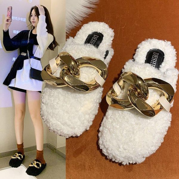 slippers casual rivet shoes woman 2021 winter footwear flock cover toe pantofle luxury flat massage soft short plush slides, Black
slippers casual rivet shoes woman 2021 winter footwear flock cover toe pantofle luxury flat massage soft short plush slides, Black