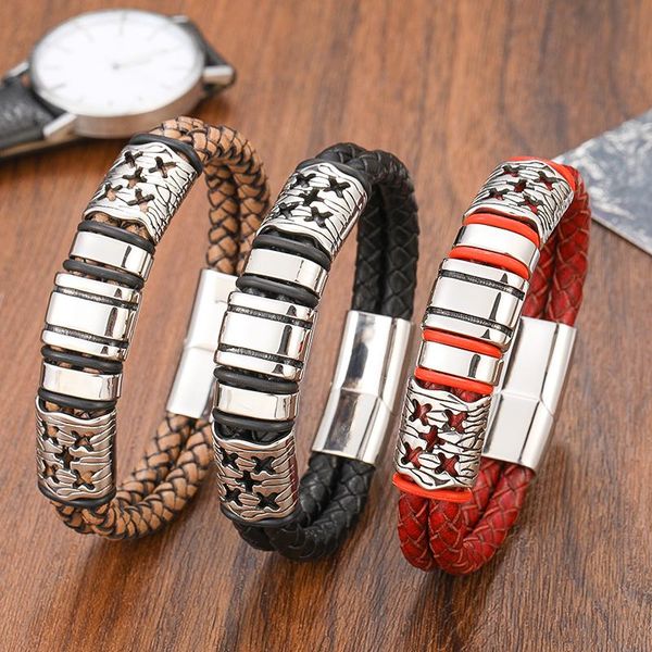 charm bracelets punk summer fashion real gray braided leather bracelet 316l stainless steel men's retro wristband jewelry, Golden;silver
charm bracelets punk summer fashion real gray braided leather bracelet 316l stainless steel men's retro wristband jewelry, Golden;silver