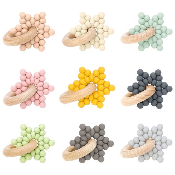 bpa pentacle silicone baby teething toys wood ring personalized teether protect oral health gadget for toddlers kids stuff
bpa pentacle silicone baby teething toys wood ring personalized teether protect oral health gadget for toddlers kids stuff