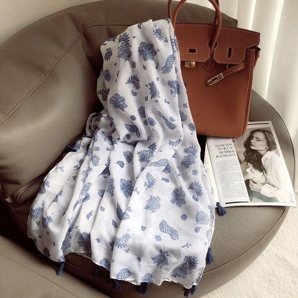 scarves royalmaybe factory wholesale cotton scarf female spring and autumn white blue floral long tassel shawl dual use, Blue;gray
scarves royalmaybe factory wholesale cotton scarf female spring and autumn white blue floral long tassel shawl dual use, Blue;gray
