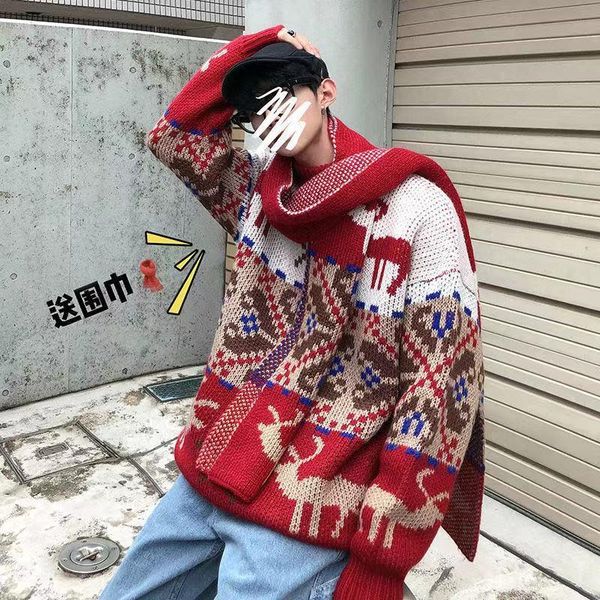 men's sweaters scarf from collection store winter thicken wool christmas sweater fashion knitting loose coats couple clothes pullover, White;black
men's sweaters scarf from collection store winter thicken wool christmas sweater fashion knitting loose coats couple clothes pullover, White;black