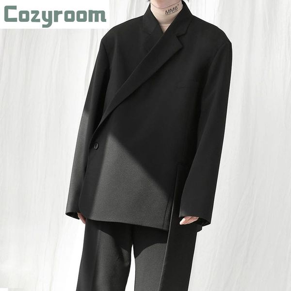 men blazer asymmetrical design jacket suit advanced korean style trendy casual handsome singer stage clthes men's suits & blazers, White;black
men blazer asymmetrical design jacket suit advanced korean style trendy casual handsome singer stage clthes men's suits & blazers, White;black