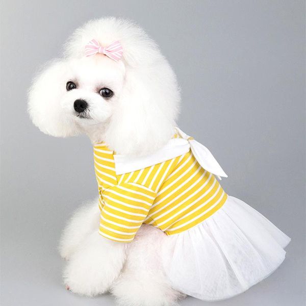 dog apparel spring and summer thin pet clothes white bow striped skirt gauze bichon teddy for dogs
dog apparel spring and summer thin pet clothes white bow striped skirt gauze bichon teddy for dogs