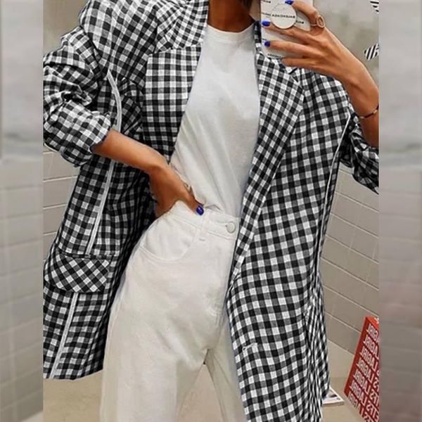 women's suits & blazers 2021 celmia elegant ol office plaid blazer fashion women suit lady business casual buttons formal coats outwear, White;black
women's suits & blazers 2021 celmia elegant ol office plaid blazer fashion women suit lady business casual buttons formal coats outwear, White;black