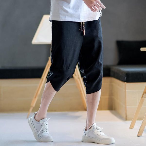male harem pants men calf length cotton linen 2021 hip hop streetwear bermuda masculina trousers drop men's, Black
male harem pants men calf length cotton linen 2021 hip hop streetwear bermuda masculina trousers drop men's, Black