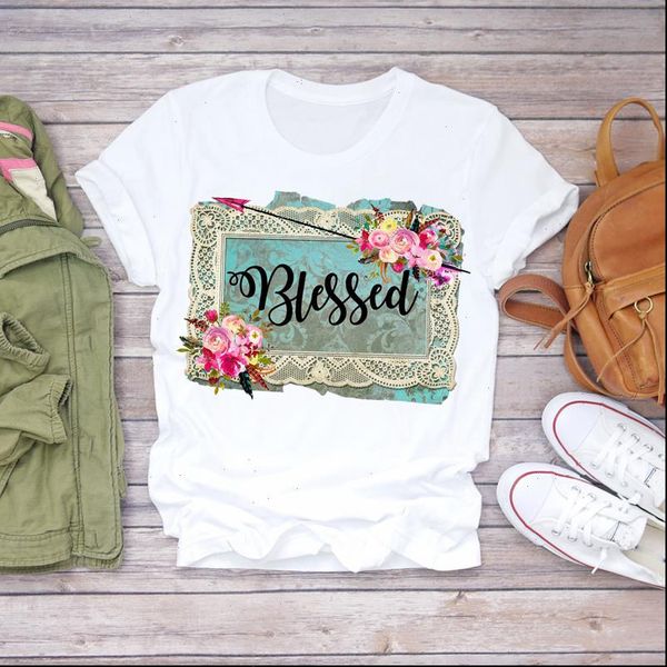 women womens summer blessed flower floral cute fashion printed lady t shirts shirt ladies female tee, White
women womens summer blessed flower floral cute fashion printed lady t shirts shirt ladies female tee, White