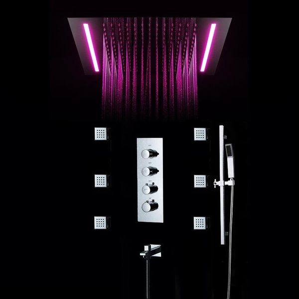 thermostatic shower panel systems 500*360mm stainless steel rain showerheads led set bathroom faucet brass controller tap sets
thermostatic shower panel systems 500*360mm stainless steel rain showerheads led set bathroom faucet brass controller tap sets