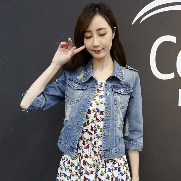 women's jackets 2021 slim korean fashion versatile denim coat short solid color 5-sleeve jacket hole plus up size, Black;brown
women's jackets 2021 slim korean fashion versatile denim coat short solid color 5-sleeve jacket hole plus up size, Black;brown
