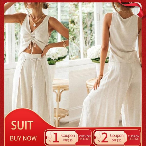 women's two piece pants 2021 fashion all-match solid color drawstring short-sleeved blouse wide-leg split trousers two-piece suit, White
women's two piece pants 2021 fashion all-match solid color drawstring short-sleeved blouse wide-leg split trousers two-piece suit, White