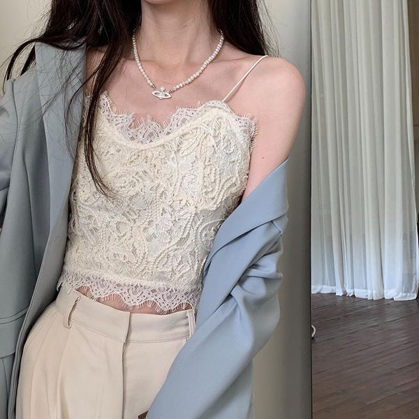 women's tanks & camis lace tassel vest small suspender korean version with bra can be underwear navel exposed short, White
women's tanks & camis lace tassel vest small suspender korean version with bra can be underwear navel exposed short, White