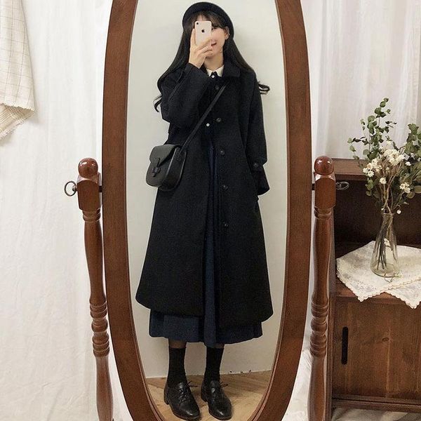 women's wool & blends 2021 spring japanese korean casual winter woman coat solid jacket woolen windbreaker, Black
women's wool & blends 2021 spring japanese korean casual winter woman coat solid jacket woolen windbreaker, Black
