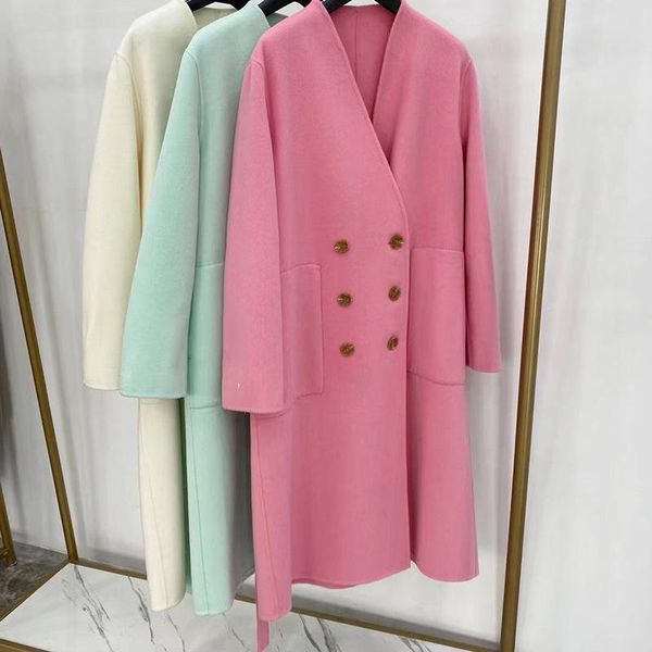 women's wool & blends hand sewn double-sided cashmere coat medium long candy v-neck 2021 autumn winter, Black
women's wool & blends hand sewn double-sided cashmere coat medium long candy v-neck 2021 autumn winter, Black