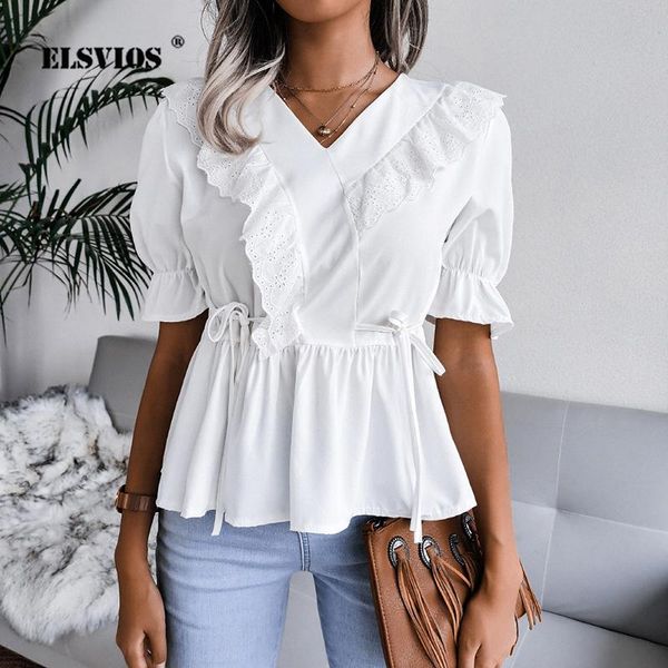 women's blouses & shirts women casual lace ruffled short sleeves chiffon fashion summer v neck slim solid color pullover elegant party, White
women's blouses & shirts women casual lace ruffled short sleeves chiffon fashion summer v neck slim solid color pullover elegant party, White
