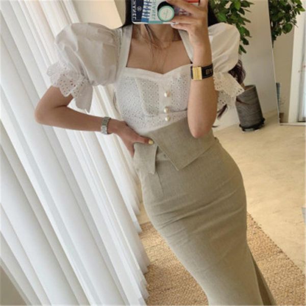 women's blouses & shirts summer lace hook flower square collar puff sleeve sweet elegant casual korean style 2021 chic fashion, White
women's blouses & shirts summer lace hook flower square collar puff sleeve sweet elegant casual korean style 2021 chic fashion, White