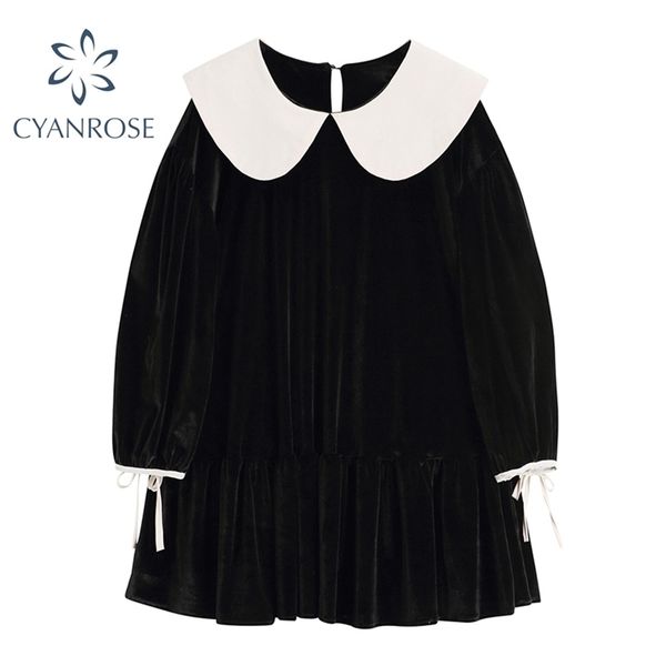 preppy style dress peter pan collar long sleeve lace up vintage loose casual crop dresses mujer korean stylish elegant vestidos 210515, Black;gray
preppy style dress peter pan collar long sleeve lace up vintage loose casual crop dresses mujer korean stylish elegant vestidos 210515, Black;gray