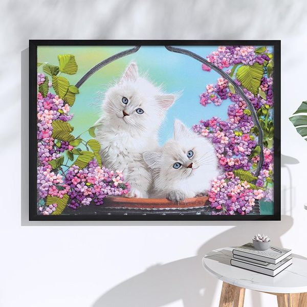 other arts and crafts needlework,diy ribbon cross stitch sets for embroidery kit, kawaii white cat & flower picture cross-stitch wall decor
other arts and crafts needlework,diy ribbon cross stitch sets for embroidery kit, kawaii white cat & flower picture cross-stitch wall decor