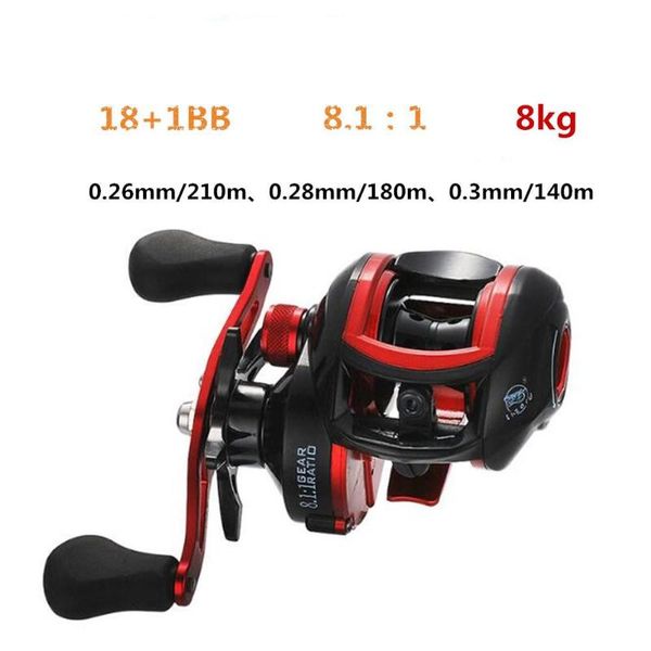 18*1bb metal baitcasting fishing reel 8.1:1 long s left / right hand wheel black and red reels
18*1bb metal baitcasting fishing reel 8.1:1 long s left / right hand wheel black and red reels