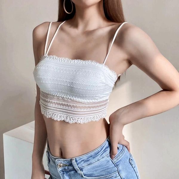 women petite lace crop cami with padded bust women's tanks & camis, White 
women petite lace crop cami with padded bust women's tanks & camis, White