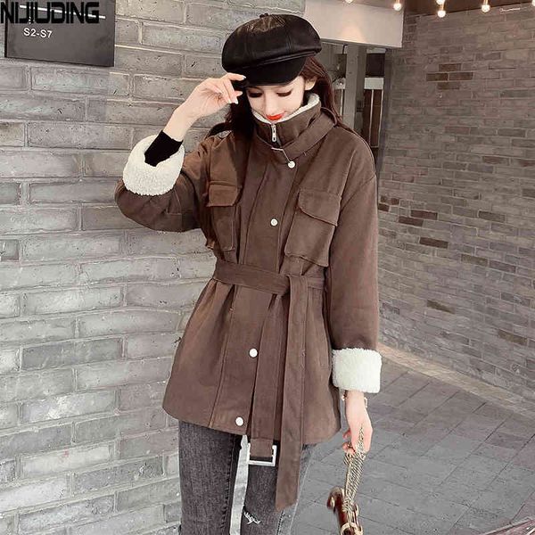 winter thickened waist thin lamb wool mid-long cotton parkas women long sleeve stand collar slim jacket 210514, Black;brown
winter thickened waist thin lamb wool mid-long cotton parkas women long sleeve stand collar slim jacket 210514, Black;brown