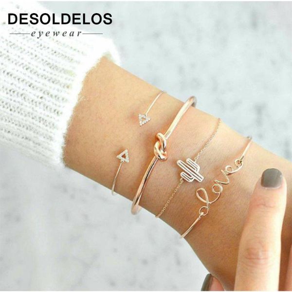 charm bracelets 4pcs/set retro knotted cactus triangle chain for women fashion gold bangles jewelry, Golden;silver
charm bracelets 4pcs/set retro knotted cactus triangle chain for women fashion gold bangles jewelry, Golden;silver