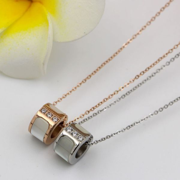 x5-406-2 three cylinder shell necklace titanium steel rose gold diamond letter female, Silver
x5-406-2 three cylinder shell necklace titanium steel rose gold diamond letter female, Silver