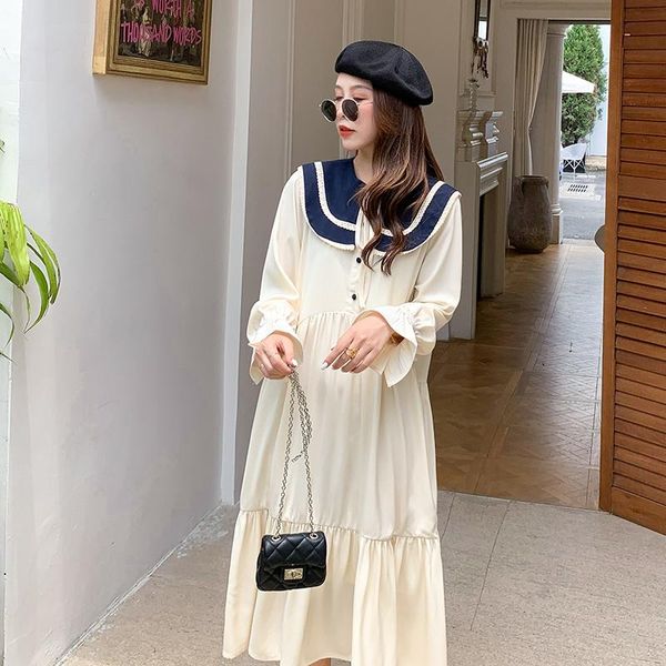maternity dresses 2021 pregnant women sweet big yards dress sailor collar long flare sleeve pleated plus size pregnancy clothes, White
maternity dresses 2021 pregnant women sweet big yards dress sailor collar long flare sleeve pleated plus size pregnancy clothes, White