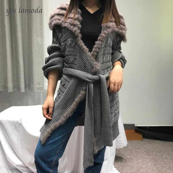 women's sweaters knitted real fur coat overcoat collar autumn winter thick warm genuine fashion slim medium with sashes, White;black
women's sweaters knitted real fur coat overcoat collar autumn winter thick warm genuine fashion slim medium with sashes, White;black