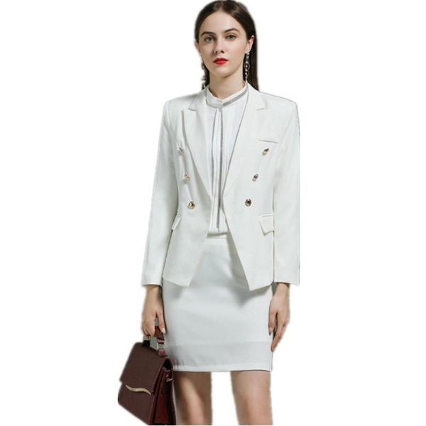 two piece dress professional wear women autumn winter elegant slim double breasted blazer casual work business white skirt suits
two piece dress professional wear women autumn winter elegant slim double breasted blazer casual work business white skirt suits