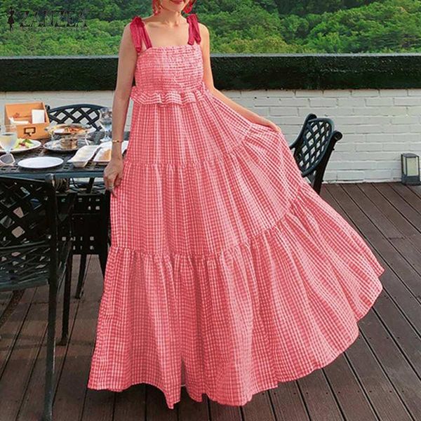 fashion check dress women's spaghetti strap sundress causal pleated summer maxi vestido female ruffle robe plus size casual dresses, Black;gray
fashion check dress women's spaghetti strap sundress causal pleated summer maxi vestido female ruffle robe plus size casual dresses, Black;gray