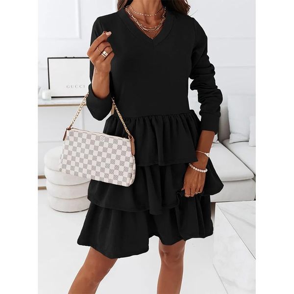casual dresses women ruffles v-neck patchwork a-line mini dress 2021 autumn solid long sleeve slim cake party vestidos, Black;gray
casual dresses women ruffles v-neck patchwork a-line mini dress 2021 autumn solid long sleeve slim cake party vestidos, Black;gray