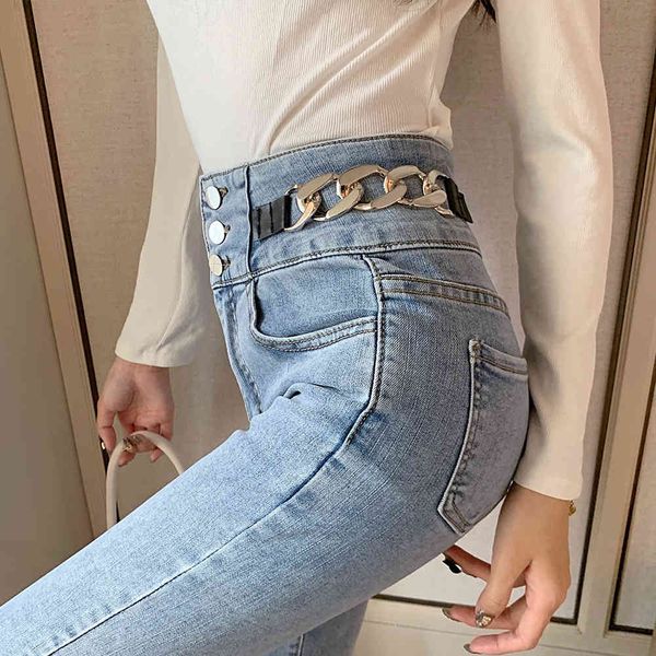 women's jeans 2021 spring new high waist jeans chain tight show thin nine pencils small feet long pants, Blue
women's jeans 2021 spring new high waist jeans chain tight show thin nine pencils small feet long pants, Blue