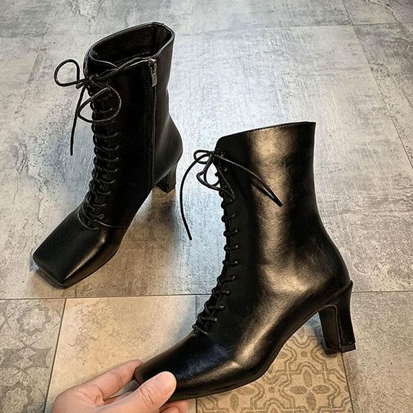 boots korean celebrity square toe women shoes lace up&zip ankle high heels riding botas british flat botines mujer2021, Black
boots korean celebrity square toe women shoes lace up&zip ankle high heels riding botas british flat botines mujer2021, Black