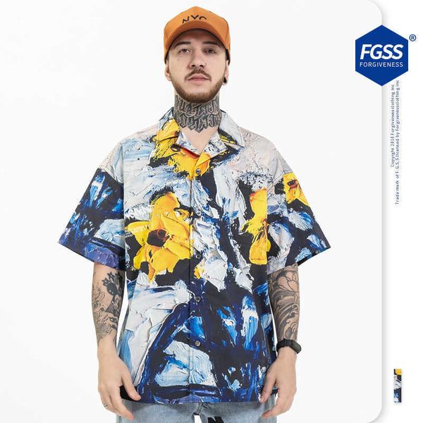 fashion shirt fgss men's wear national suower thin loose short sleeve for men and women, White;black
fashion shirt fgss men's wear national suower thin loose short sleeve for men and women, White;black