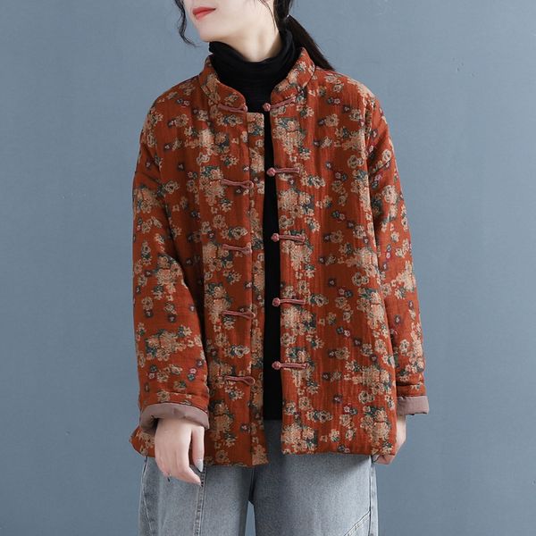 women's luxury jacket literature and art broken flower disc buckle women's et thickened warm cloth cotton hemp printed spring, Black;brown
women's luxury jacket literature and art broken flower disc buckle women's et thickened warm cloth cotton hemp printed spring, Black;brown