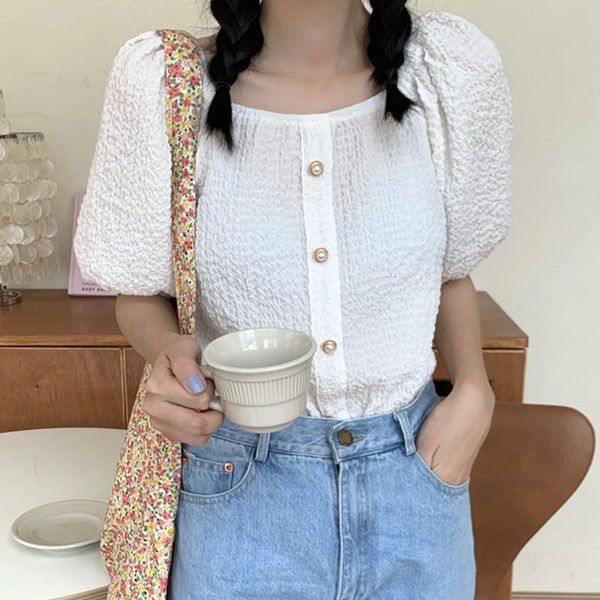 women's t-shirt solid color pleated design short sleeve comfortable and breathable women summer korean style fashion, White
women's t-shirt solid color pleated design short sleeve comfortable and breathable women summer korean style fashion, White