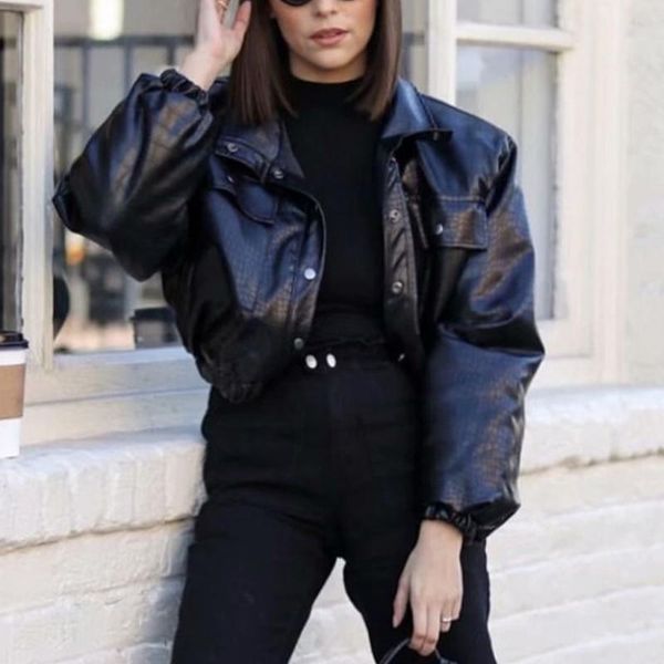 women's leather & faux cropped thick warm pu women jackets black elegant lapel pocket coats female 2021 autumn ladies streetwear outwea
women's leather & faux cropped thick warm pu women jackets black elegant lapel pocket coats female 2021 autumn ladies streetwear outwea