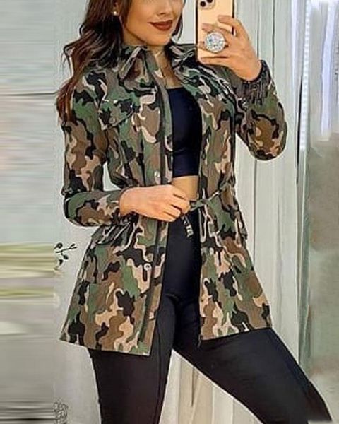 women's jackets camouflage coat 2021 clothing autumn fashion lapel long sleeve coats casual female, Black;brown
women's jackets camouflage coat 2021 clothing autumn fashion lapel long sleeve coats casual female, Black;brown