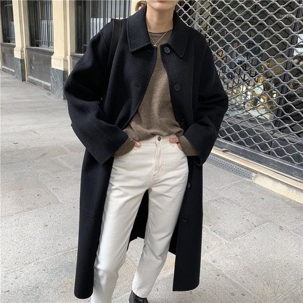 korean french elegant single breasted women coats casual versatile loose turn-down collar ladies long coat1, Black
korean french elegant single breasted women coats casual versatile loose turn-down collar ladies long coat1, Black