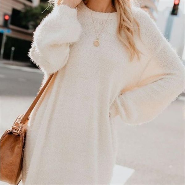 autumn winter dress women sweaters plush fleece warm midi long sleeve o neck loose solid color party dresses, White;black
autumn winter dress women sweaters plush fleece warm midi long sleeve o neck loose solid color party dresses, White;black