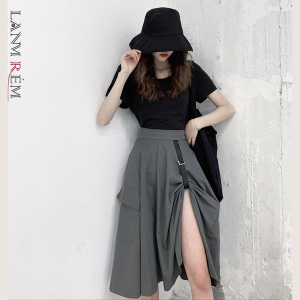 high elastic waist gray pockets irregular slit mid-calf skirt women's fashion trend spring and autumn 2e12960 210507, Black
high elastic waist gray pockets irregular slit mid-calf skirt women's fashion trend spring and autumn 2e12960 210507, Black