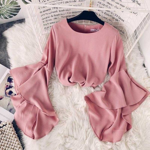 summer trumpet sleeves chiffon women blouse fashion women's shirt large size womens and blouses 210601, White
summer trumpet sleeves chiffon women blouse fashion women's shirt large size womens and blouses 210601, White