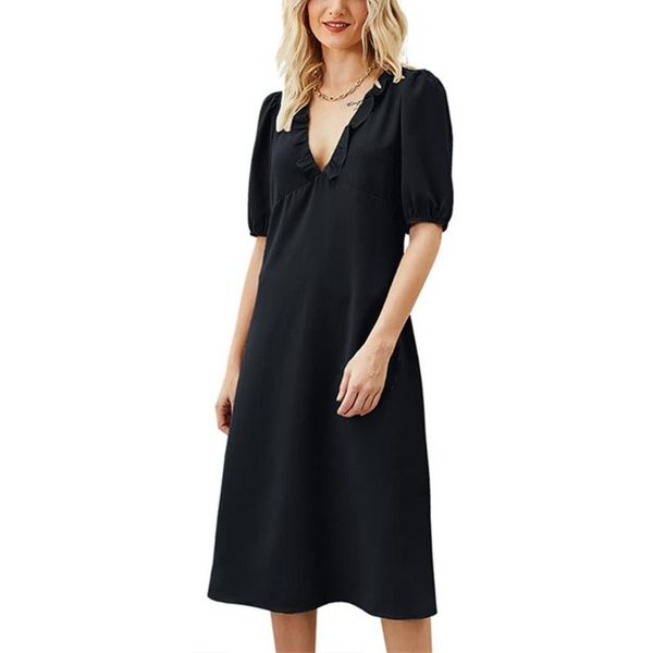 party dresses puffles deep v-neck with five-quarter sleeve dress solid casual loose mid-calf summer 2021 ladies high waist, White;black
party dresses puffles deep v-neck with five-quarter sleeve dress solid casual loose mid-calf summer 2021 ladies high waist, White;black