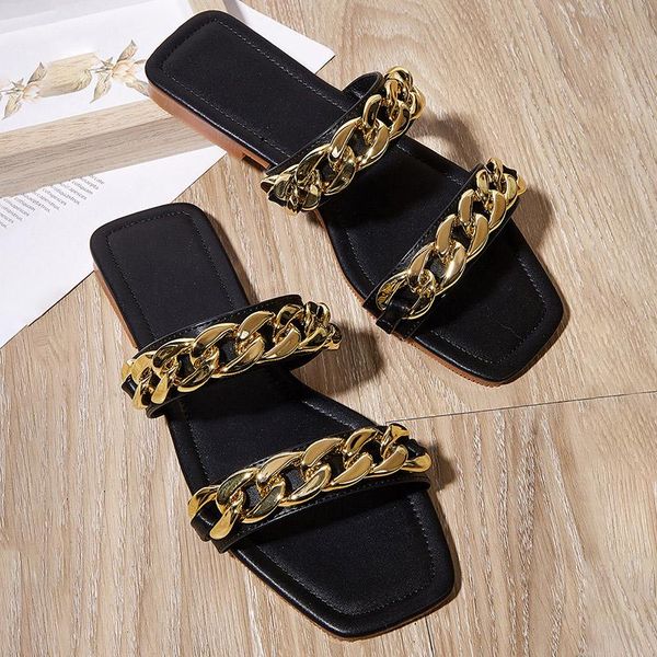 summer luxury women chain white outside flats slippers mules brand square toe black slides flip flops female beach shoes
summer luxury women chain white outside flats slippers mules brand square toe black slides flip flops female beach shoes