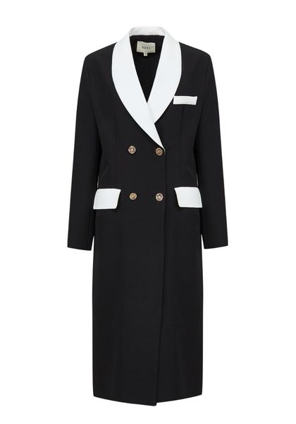 women's trench coats long sleeve lapel double breasted back split blazer, Tan;black
women's trench coats long sleeve lapel double breasted back split blazer, Tan;black