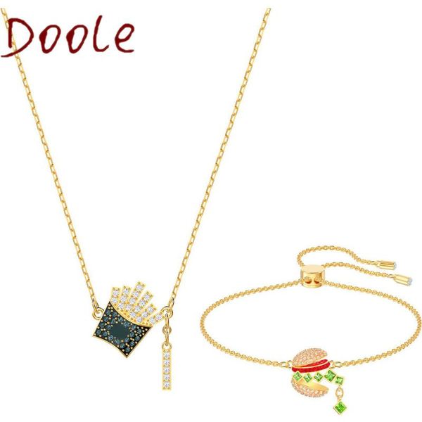 pendant necklaces fashion jewelry cute and fun fast food hamburger bracelet fries necklace decoration set for women, Silver
pendant necklaces fashion jewelry cute and fun fast food hamburger bracelet fries necklace decoration set for women, Silver