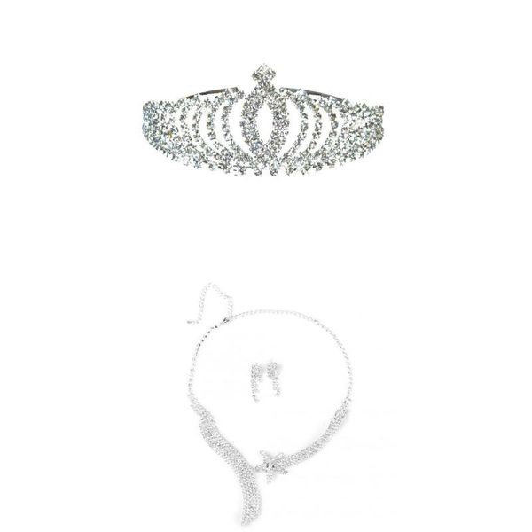 earrings & necklace shining bridal wedding crystal star tiara crown headband set, Silver
earrings & necklace shining bridal wedding crystal star tiara crown headband set, Silver